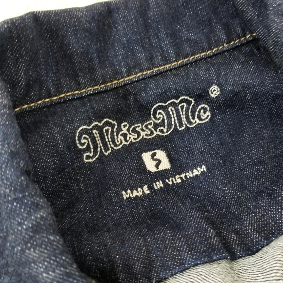 Miss Me denim jacket raw hem frayed indigo blue Small - Picture 9 of 9